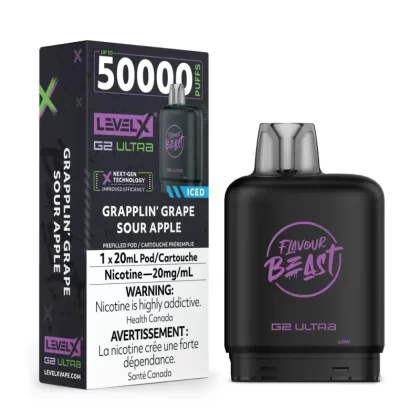 Level X G2 Ultra 50K - Grapplin’ Grape Sour Apple (Iced) Vape Pod