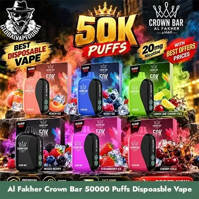 Al Fakher Crown Bar Cloud Box 50K: 60ml Rechargeable Disposable, 34 Flavours, Delivered Across the UAE