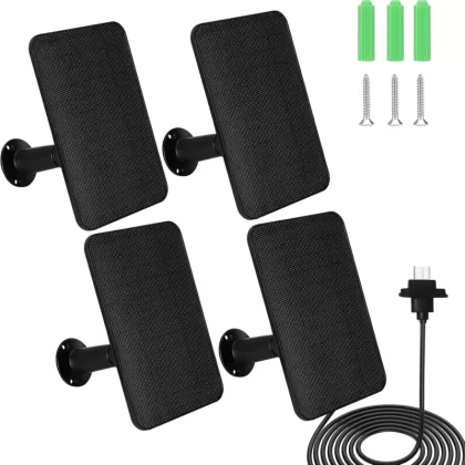 6W Solar Panel Charger for Blink Outdoor 4 (4th Gen), Solar Panel with 13.1ft Waterproof Charging Cable, Waterproof Rubber Plug, 360°Adjustable Mount and Micro USB and Type-C Port 4Pack