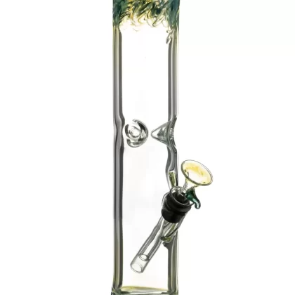 10" Straight Tube with Raked Colored Glass Accents