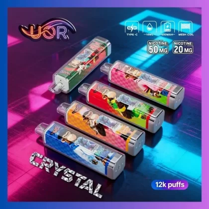 Wholesale UOR Crystal 12000 Puffs RGB Lighting Disposable Vape Rechargeable