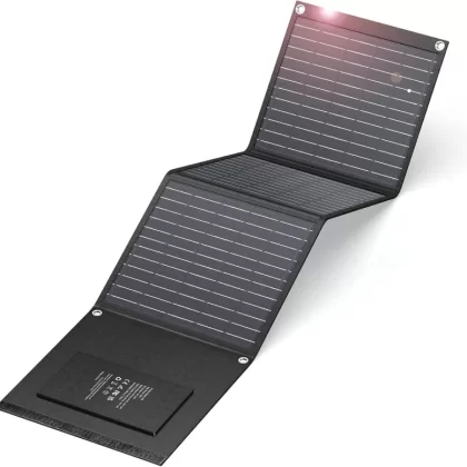 30W Solar Charger,Solar Panel USB for Camping, Hiking, and Outdoor Activities, Compact and Lightweight, IPX4 Waterproof, Charging Multiple Devices with Double Fast Charging Ports