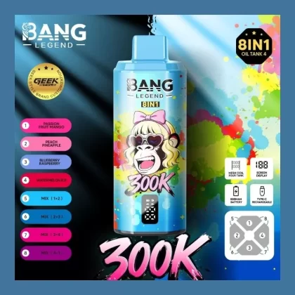 Bang Legend 300K Puffs Disposable Vape 8-in-1 Flavors Vapes Wholesale