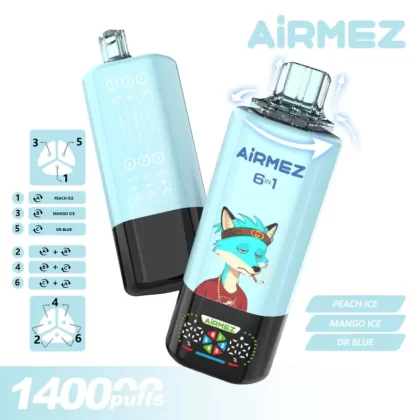 Airmez Fox 140k 140000 Puffs Vape 6 Flavors Mesh Coil Rechargeable Eu Warehouse | 10pcs Display Box