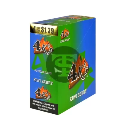 4 Kings Cigarillos 15 Packs of 4 Kiwi Berry, Pre-Priced $1.39