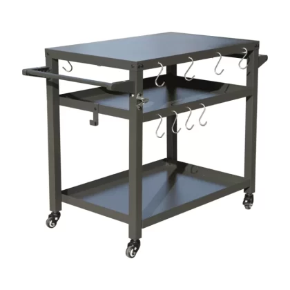 3-Shelf Outdoor Grill Table, Grill Cart with Wheels, Outdoor Pizza Oven Table and Food Prep Table, Blackstone Table with Propane Tank Hook, Grill Stand for Blackstone Griddle for Outside BBQ