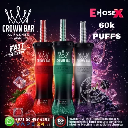 Al Fakher Crown Bar E Hose X 60000 Puffs Rechargeable Hookah Disposable Vape in Dubai, UAE