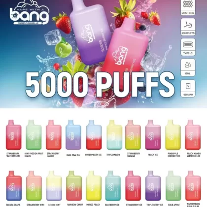 Bang Crystal 15k Puff Disposable Vape Wholesale LED Screen Adjustable Airflow Durable Build Compact Design