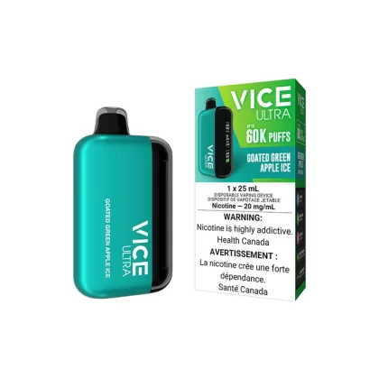 Vice ultra 60k Goated Green Apple Ice 20mg disposable vape (provincial)