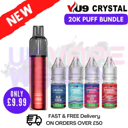 VU9 Crystal 20K Refillable Disposable Kit | 4 REFILS | £9.99