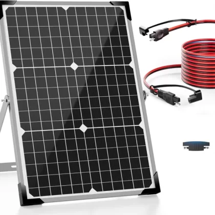 30W Solar Panel Battery Trickle Charger Maintainer + 30FT SAE Extension Cable 16AWG