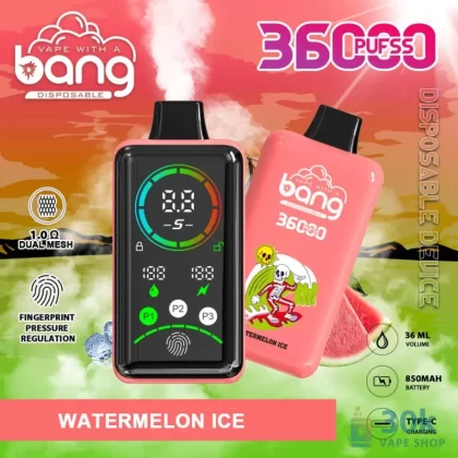 Bang 36000 Large Screen Disposable Vape – 36,000 Puffs, 36ml E-liquid