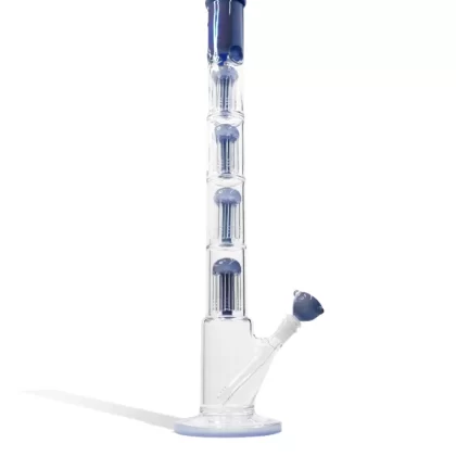 24 Inch Quad Perc Water Pipe with Color Matched Base and Mouthpiece
