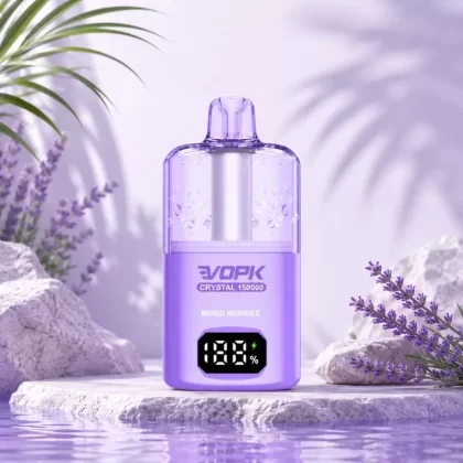 VOPK Crystal 150000 Puffs Disposable Vape – Rechargeable Mesh Coil, Smart Screen Display & Long-Lasting Performance