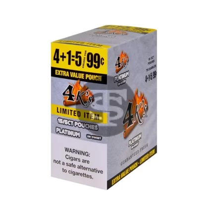 4 Kings Cigarillos 15 Packs of 4+1 Platinum UN-Sweet Limited