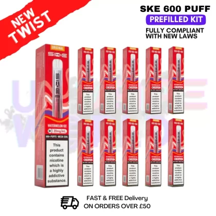 Watermelon ICE - Crystal Bar Puffs 600 SKE Box Of 10