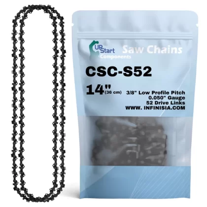 2-Pack 14-inch Chainsaw Chain Replacement for Homelite Electric Chainsaws – S52 (14′′, 3/8′′ Low Profile Pitch, 0.050′′ Gauge, 52 Drive Links)