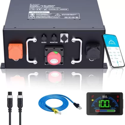 12V 320Ah LiFePO4 Battery for RV, 250A BMS, Built-in Bluetooth, Low Temp Cut Off, Deep Cycle, 12V Lithium Battery for RV, Solar, Off Grid, Camping