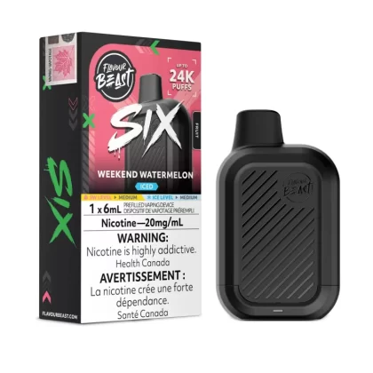 Weekend Watermelon Iced Flavour Beast SIX Disposable Vape