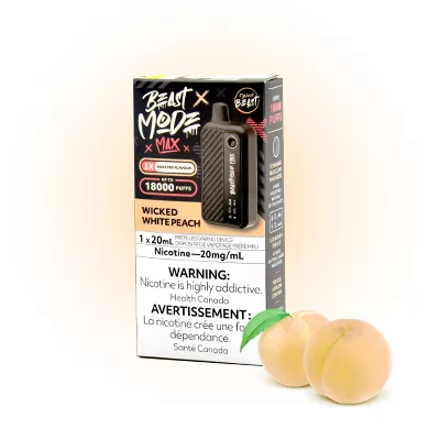 Wicked White Peach Flavour Beast Mode Max 18K Disposable Vape