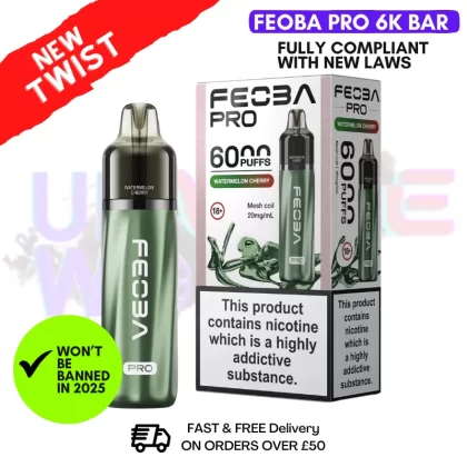Watermelon Cherry Feoba Pro 6000 6K Puff Pod Kit