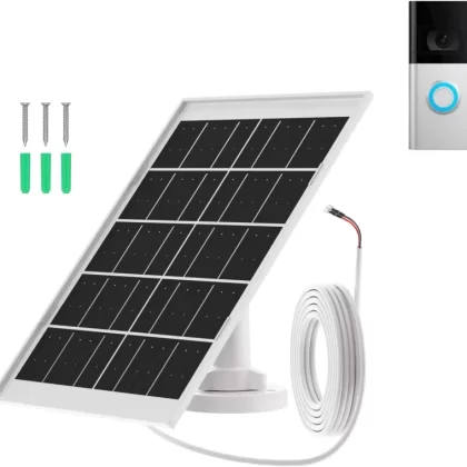 7W Solar Panel for Ring Doorbell, IP66 Waterproof Solar Panel for Ring Video Doorbell 3/3+/4, Battery Video Doorbell Plus, 13.1Ft Charging Cable