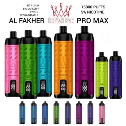 AL Fakher Crown Bar Pro Max Disposable Vape 15000 Puffs Smooth Vapor Portable High-Strength Strength Wholesale