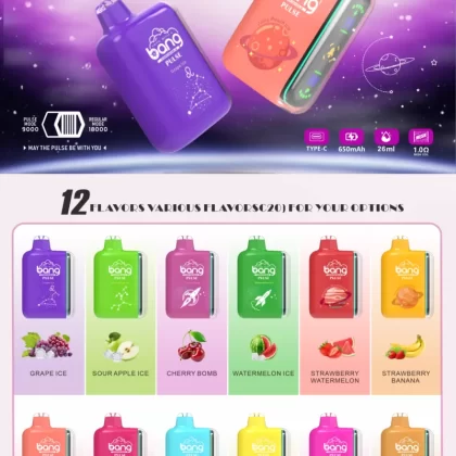 Bang Pulse Disposable Vape 9K-18K Puffs Wholesale Adjustable Puff Capacity High-Strength Strength Lightweight Design