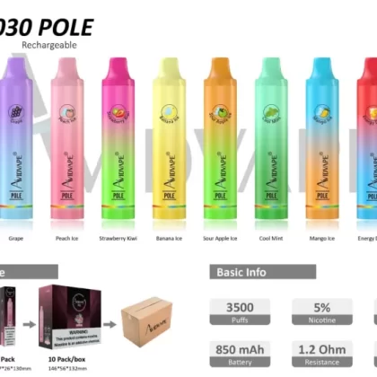 Avidvape WP030 POLE Rechargeable 3500 Puff Disposable Vape Wholesale Compact Rechargeable Design