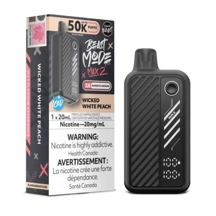 Wicked White Peach Iced Flavour Beast Beast Mode Max 2 50K Disposable Vape