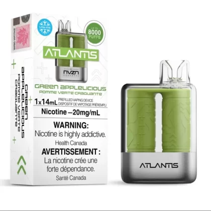 Atlantis By NZVN 8000 Green Applelicious 20mg disposable (Provincial)