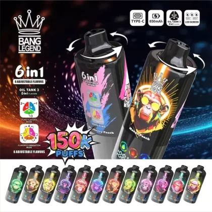 Bang Legend 150K Puffs 6-In-1 Disposable Vape | 850mAh Mesh Coil Wholesale & OEM