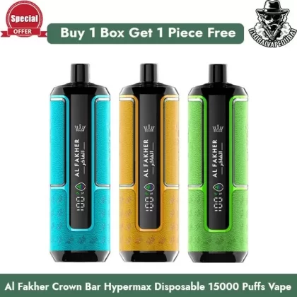 Al Fakher Crown Bar Hypermax Disposable 15000 Puffs Vape Buy Any 10Pc Get 1 Pc