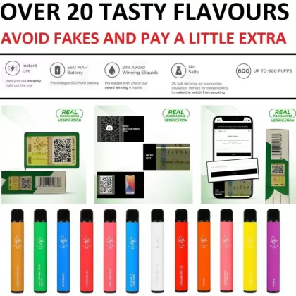 Wholesale 2 X ELF Bar Disposable Vape Pen E-Cig Pod Starter Kit 20mg – 2 VAPES FOR ¡ê10.99