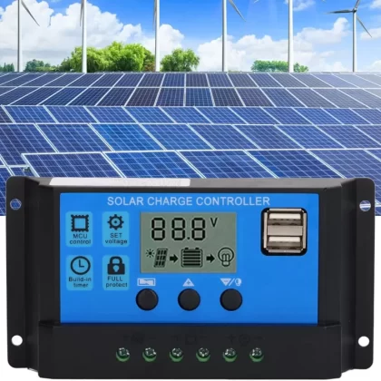 12V 24V PWM Solar Controller MPPT Solar Charger with LCD Display, USB Output (100A)