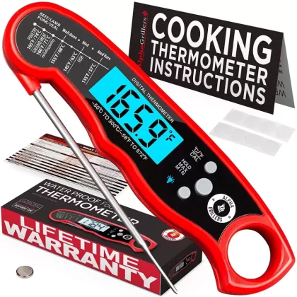 Alpha Grillers Instant Read Collection Ultra Fast Meat Thermometer With Backlight Calibration