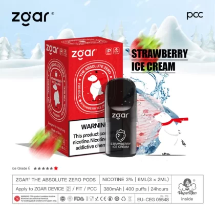 ZGAR美版冰熊烟弹草莓冰激淋三颗装-悦刻四五六代/国标烟杆可通用