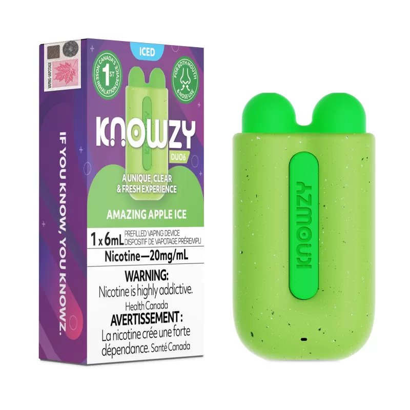 Knowzy Duo 6 Disposable Vape - Amazing Apple Ice (Both Mouth & Nose Use)