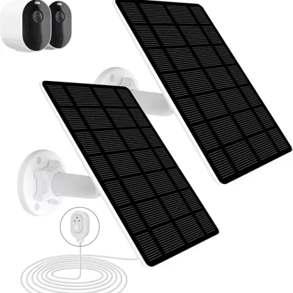 2-Pack Solar Panel Charger for Arlo Camera, 5W Solar Panel Compatible with Arlo Pro 5S/Pro 4/Pro 3/Pro 3 Floodlight/Ultra/Ultra 2 Camera, 5W Panel with 13FT Magnetic Cable and 360°Adjustable Mount