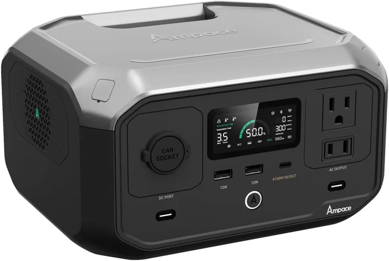 Portable Power Station Andes 300 266Wh Battery Backup with 300W AC/100W USB-C Output, 1-Hour Fast Charging, Solar Generator (Solar Panel Optional) for Outdoor Camping/RV/Traveling/Emergencies
