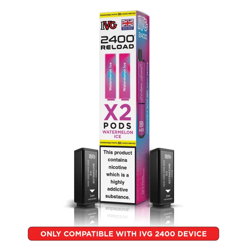 IVG 2400 Reload Watermelon Ice Prefilled Vape Pods 2 Pack