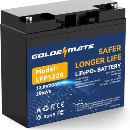 12V 20Ah Lithium LiFePO4 Deep Cycle Battery, Rechargeable Battery Up to 2000-7000 Cycles, Built-in BMS, Lithium Iron Phosphate for Solar, Marine, Energy Storage, Off-Grid Applications