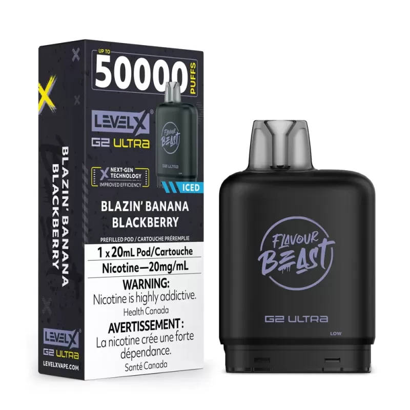 Level X G2 Ultra 50K - Blazin’ Banana Blackberry (Iced) Vape Pod