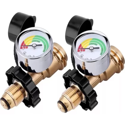 2 Pack Upgraded Propane Tank Gauge Level Indicator for 5-100lb QCC1 Connect, Leak Detection & Fuel Level Monitor for Gas Grills, Heaters, Smokers, and More