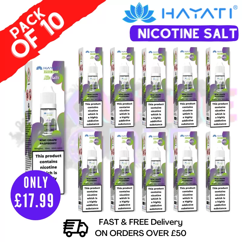 Kiwi Grape Raspberry Hayati Pro Max Nic Salt Box Of 10